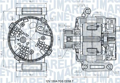 Alternator (12v, 150a) Potrivit Ford Ranger, Transit, Transit Custom V362, Transit V363 2.0d-3.2d 04.11