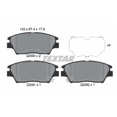 Set placute frana, frana disc TEXTAR 2259001