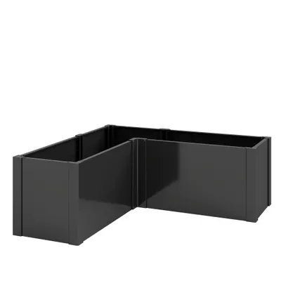 Outsunny Pat înălțat în formă de L pentru flori, rezistent la intemperii, pat de plantare/seră timpurie din oțel zincat 150 x 150 x 55 cm Negru | Aosom Romania