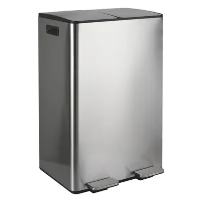 Coș de gunoi argintiu mat pentru reciclare/cu pedală 2x30 l din oțel Aliya – Spirella