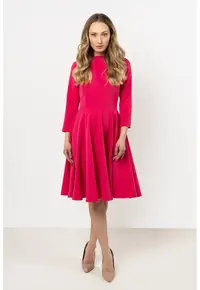 Rochie in clos midi cu maneca 3/4 - - Roz