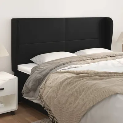 vidaXL Tăblie de pat cu aripioare, negru, 203x23x118/128 cm, piele eco