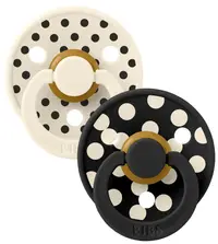 Suzete anatomice Bibs - Colour Studio Polka, 6-18 luni, 2 bucăți, Ivory/Black