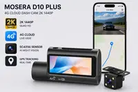 Camera auto DVR MOSERA D10 Plus 4G Cloud 2K , Ecran 3.18 Inch, GPS, Wi-Fi, monitorizare live, Night Vision, Parking Mode + camera spate Full HD 1080P,