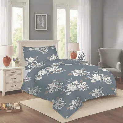 Lenjerie de pat gri din bumbac pentru pat de o persoană 140x200 cm Korin – Cotton House