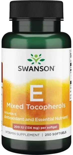 Vitamin E Mixed Tocopherols, 200 IU, 250 capsule moi, Swanson