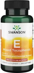 Vitamin E Mixed Tocopherols, 200 IU, 250 capsule moi, Swanson