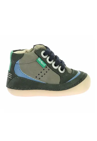 Pantofi de piele intoarsa cu sireturi - Verde inchis/Albastru
