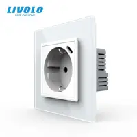 Priza simpla Schuko + slot USB Tip-C, Standard German 2M, cu rama sticla Alb