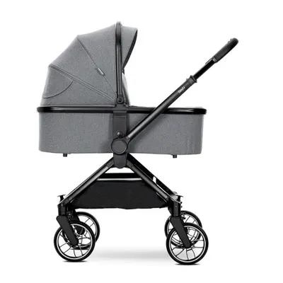 Carucior 2 in 1 pentru copii Lorelli Reya Grey, cadru din aluminiu, suspensii, geanta, cos individual cu maner de transport, maner si sezut reversibile, greutate suportata 22 kg