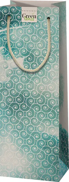 Pungă cadou Cardex -Albastru și alb, pentru o sticlă, 12 х 36 cm
