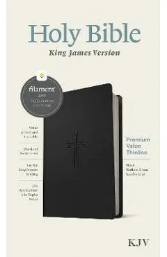 KJV Premium Value Thinline Bible, Filament Enabled Edition (Red Letter, Leatherlike, Black Radiant Cross)