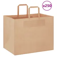 vidaXL Pungi de hârtie 250 buc cu mânere maro 32x22x24 cm