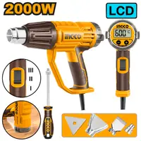 Pistol cu Aer Cald 2000W HG200058 – Afisaj Digital LCD, 50-600°C, 3 Trepte Debit Aer, Set Duze Inclus