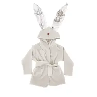 Halat de baie, MimiNu, Cu urechi, 5 - 7 ani, Moale, Cu buzunare, Cu cordon, Din bumbac si thermo fleece, Materiale certificate Oeko Tex Standard 100, Safari Beige