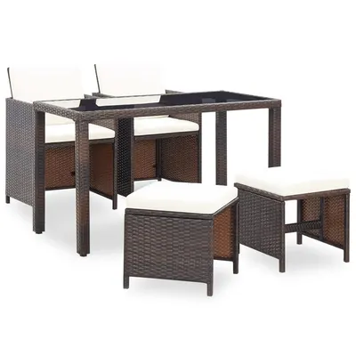 Gossi set mobilier de exterior cu perne, 5 piese, maro, poliratan
