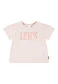 Tricou cu dantela Sangallo si logo - Roz pal
