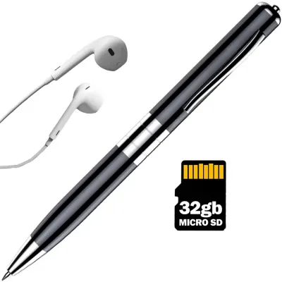 Reportofon spion integrat in pix, NewEvo , memorie 32 Gb inclusa,Reducere a Zgomotului, dispozitiv spionaj ascuns cu activare vocala, pana la 400 ore