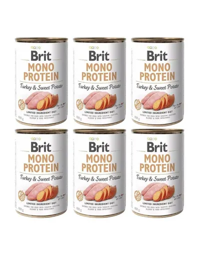 BRIT Mono Protein Turkey & Sweet Potato 6x400 g hrana monoproteica pentru caini, curcan si cartof dulce