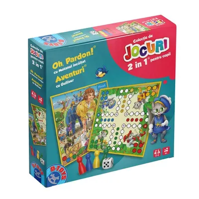 Joc Educativ 2 in 1 Basme, D-Toys, Oh, Pardon cu Motanul Incaltat si Aventuri cu Gulliver