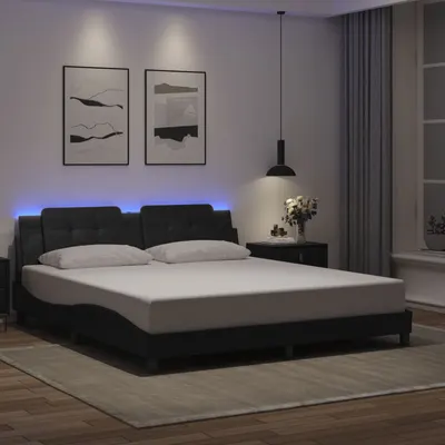 vidaXL Cadru de pat cu LED fără saltea, Zadar, negru, 180x200 cm