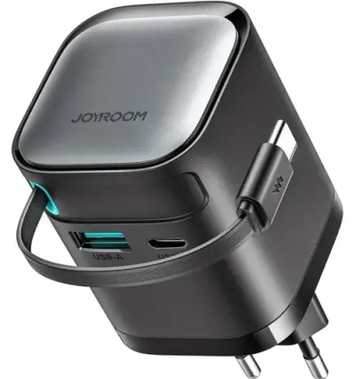 Incarcator Retea Cu Cablu USB-C Joyroom JR-TCL02, 65W, 3A, 1 x USB-A - 1 x USB-C, Negru