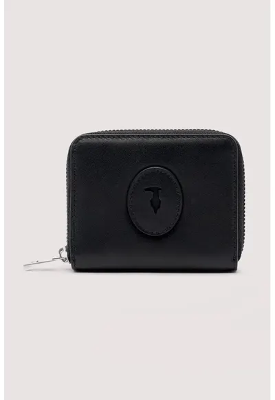 Portofel din piele cu detaliu logo - Negru