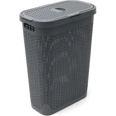 Coș de rufe Addis Rattan Effect Slim Hamper, 40 l, gri