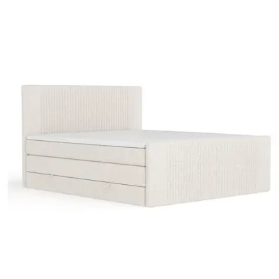 Pat boxspring bej cu spațiu de depozitare 180x200 cm Bergamo – Maison de Rêve
