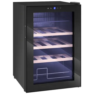 HOMCOM Frigider pentru vinuri de 53L cu rafturi ajustabile pentru 12 sticle și 25 de doze, 43x45x64 cm, negru | Aosom Romania