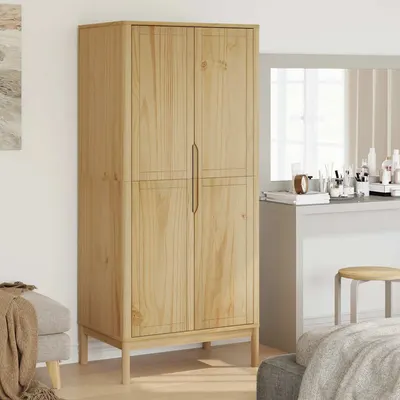 vidaXL Șifonier "FLORO", maro ceruit, 77x53x171 cm, lemn masiv pin