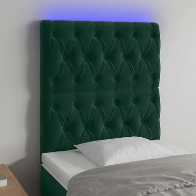 vidaXL Tăblie de pat cu LED, verde închis, 80x7x118/128 cm, catifea
