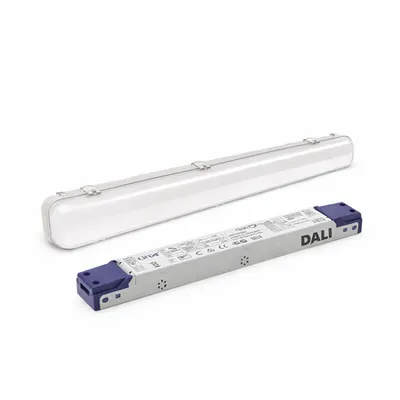 Pachet lampa LED etansa 25W lumina neutra si sursa reglabila DALI
