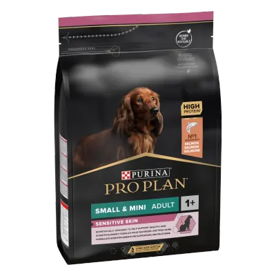 PURINA PRO PLAN ADULT Sensitive Skin, Talie Mică și Foarte Mică, Somon, 3 kg