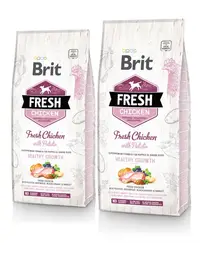 BRIT Fresh Puppy Healthy Growth hrana uscata caini juniori, pui si cartofi 24 kg (2 x 12 kg)