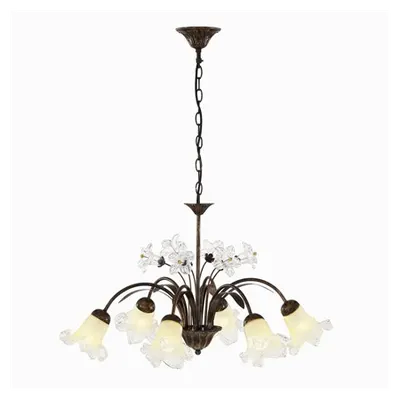 candelabru Tirol, 6 becuri, dulie E14, D:800 mm, H:530/1680 mm, Ruginiu