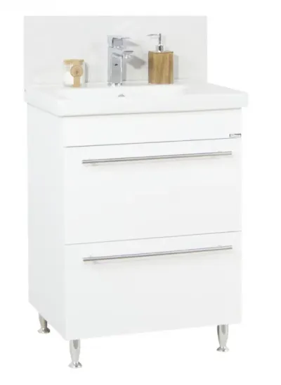 Set Baza front MDF si Lavoar seria 754, cu sertare, 60 cm, alb