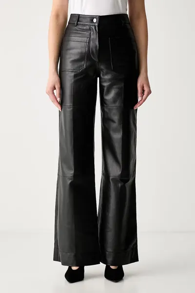 Victoria Beckham pantaloni pentru femei din piele Alina