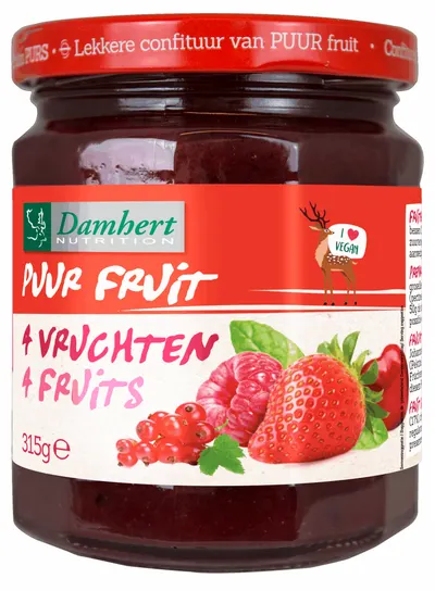 Gem de patru fructe fără zahăr adăugat, 315 g, Damhert