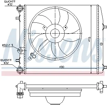 Radiator apa racire motor (transmisie manuala; cu fun) SEAT IBIZA III, IBIZA IV, IBIZA IV ST, TOLEDO IV; SKODA FABIA I, FABIA I PRAKTIK, FABIA II, FABIA III, RAPID 1.0-1.9D dupa 1999