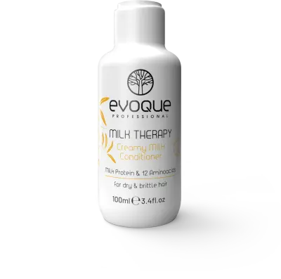 Balsam de Par Travel Size, EVOQUE Milk Therapy Creamy Milk Conditioner, 100 ml - Cu Proteine din Lapte, 12 Aminoacizi si Vitamina E, Hidratant, Anti-Frizz, Fara Parabeni - Evoque