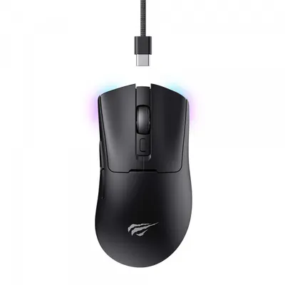 Mouse Gaming Wireless HAVIT MS966WB, 800DPI - 10000DPI, BT / Wi-Fi / Wired, Negru