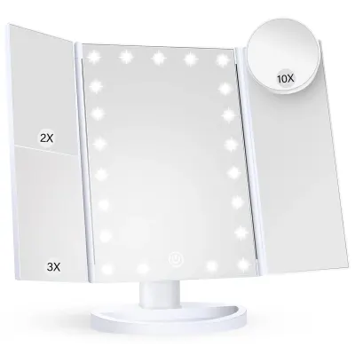 Oglinda Cosmetica cu Iluminare LED, 2X, 3X si 10X Marire, Alimentare USB sau Baterii - Default Title