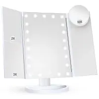 Oglinda Cosmetica cu Iluminare LED, 2X, 3X si 10X Marire, Alimentare USB sau Baterii - Default Title