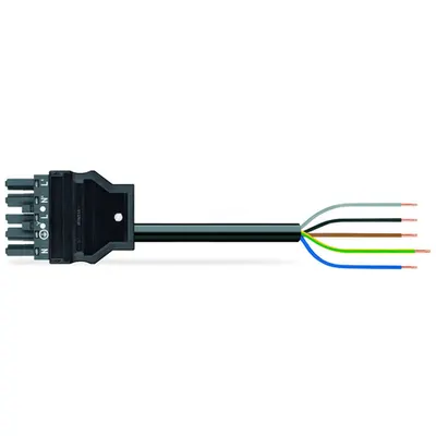 pre-assembled connecting cable; Eca; Socket/open-ended; 5-pole; Cod. L; H05VV-F 5G 1.5 mm²; 3 m; 1,50 mm²; dark gray