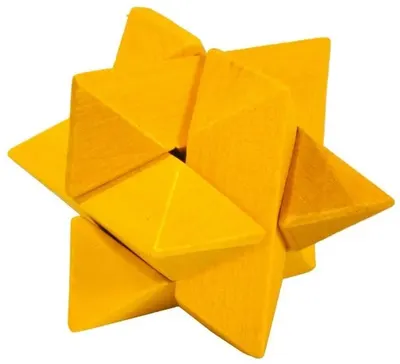 Puzzle logic 3D din lemn Fridolin - Stea, galben