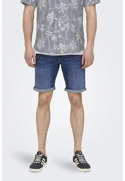Blugi scurti slim fit - Albastru inchis