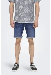 Blugi scurti slim fit - Albastru inchis