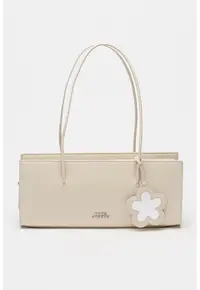 Geanta satchel din piele cu bareta de umar The Glam Mirror - Alb murdar