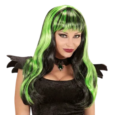 Peruca gothic glam Negru cu Verde